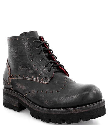 Bed Stu Quatro II Leather Lace-Up Lug Sole Combat Booties