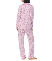 BedHead Cowgirl Toile Print Short Sleeve Notch Collar Knit Pajama Set