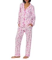 BedHead Cowgirl Toile Print Short Sleeve Notch Collar Knit Pajama Set