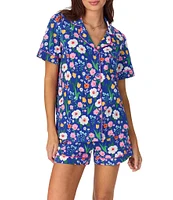 BedHead Organic Cotton Flower Market Print Short Sleeve Notch Collar Cotton Knit Shorty Pajama Set