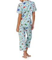 BedHead Organic Cotton Garden Grazing Print Short Sleeve Notch Collar Cropped Pajama Set