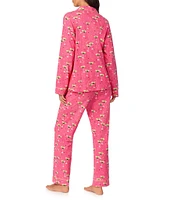 BedHead Pajamas Espresso Martini Print Knit Long Sleeve Notch Collar Pant Pajama Set