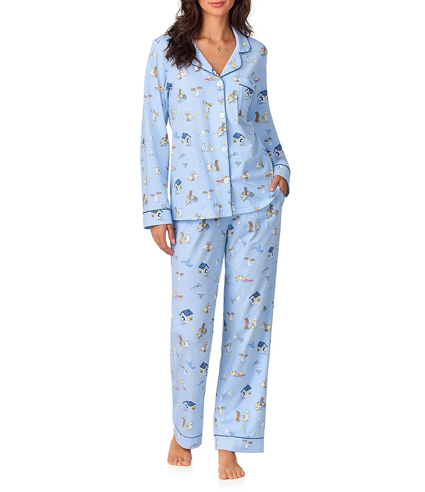 BedHead Pajamas Festival of Lights Long Sleeve Notch Collar Jersey Knit Pajama Set