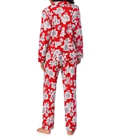 BedHead Pajamas Floral Long Sleeve Notch Collar Jersey Knit Holiday Pajama Set