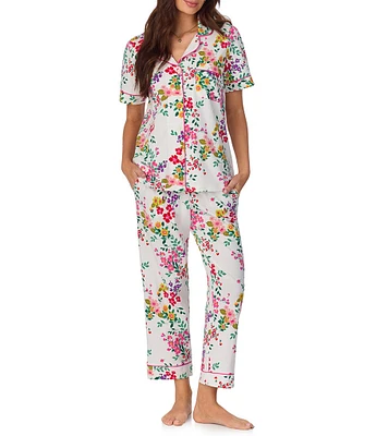 BedHead Full Bloom Short Sleeve Notch Collar Cropped Pajama Set