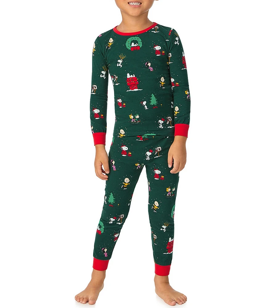 BedHead Pajamas Little Kids 2T-12 Peanuts Festive Fun Holiday Printed Pajama Set