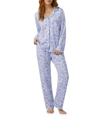 Bedhead Pajamas Long Sleeve Notch Collar Fairytale Forest Jersey Knit Pajama Set