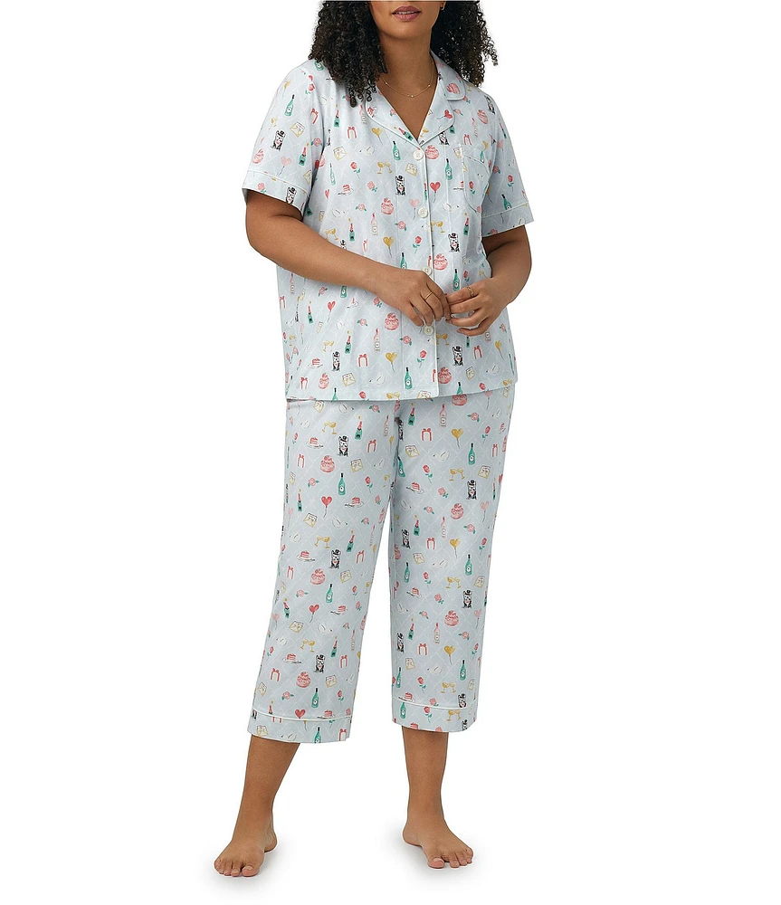 BedHead Pajamas Plus Size Knit Wedding Party Print Cropped Pajama Set