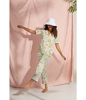 BedHead Pajamas Printed Short Sleeve Notch Collar Cropped Pant Pajama Set