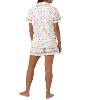 BedHead Pajamas Printed Short Sleeve Notch Collar Shorty Pajama Set