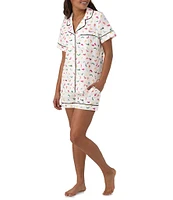 BedHead Pajamas Printed Short Sleeve Notch Collar Shorty Pajama Set