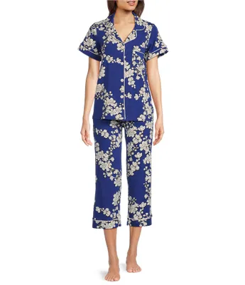 BedHead Pajamas Shadow Blossom Floral Print Knit Cropped Pajama Set