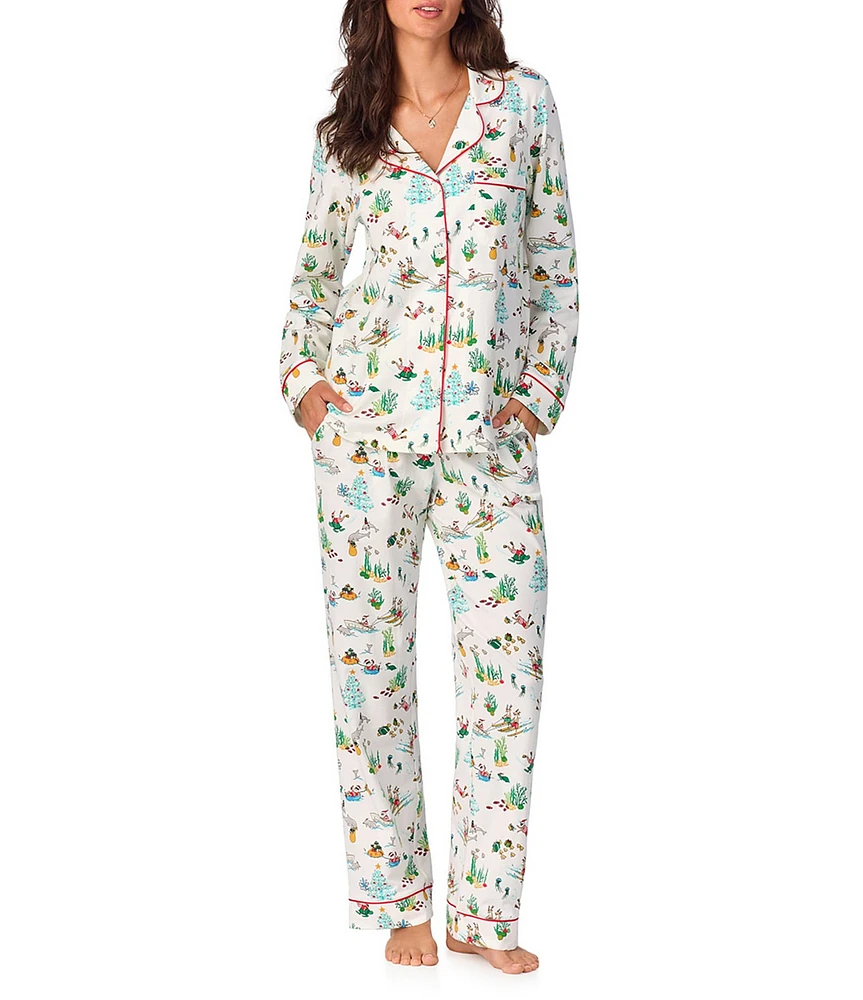 BedHead Pajamas Tis the Sea-Son Long Sleeve Notch Collar Jersey Knit Holiday Pajama Set