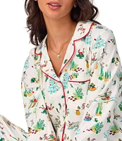 BedHead Pajamas Tis the Sea-Son Long Sleeve Notch Collar Jersey Knit Holiday Pajama Set