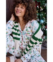 BedHead Pajamas Tis the Sea-Son Long Sleeve Notch Collar Jersey Knit Holiday Pajama Set