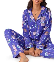 BedHead Pajamas Winter in Paris Long Sleeve Notch Collar Jersey Knit Holiday Pajama Set