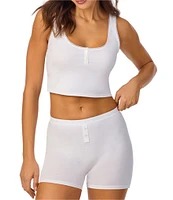 Bedhead Sleeveless Henley Knit Solid Cropped Tank Top