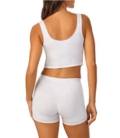 Bedhead Sleeveless Henley Knit Solid Cropped Tank Top