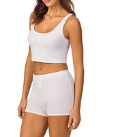 Bedhead Sleeveless Henley Knit Solid Cropped Tank Top
