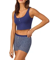 Bedhead Sleeveless Henley Knit Solid Cropped Tank Top