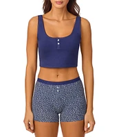 Bedhead Sleeveless Henley Knit Solid Cropped Tank Top
