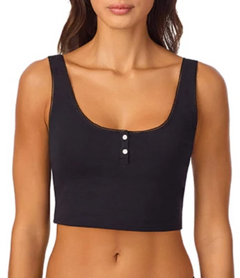 Bedhead Sleeveless Henley Knit Solid Cropped Tank Top