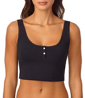Bedhead Sleeveless Henley Knit Solid Cropped Tank Top