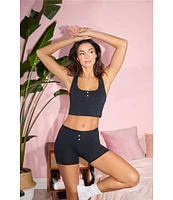 Bedhead Sleeveless Henley Knit Solid Cropped Tank Top