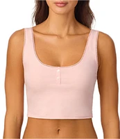 Bedhead Sleeveless Henley Knit Solid Cropped Tank Top