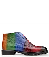 Belvedere Men's Alvaro Hand Painted Multi Color Ostrich Chukka Boots