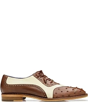 Belvedere Men's Seston Ostrich Quill Leather Colorblock Wingtip Oxfords