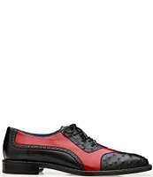 Belvedere Men's Seston Ostrich Quill Leather Colorblock Wingtip Oxfords