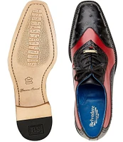 Belvedere Men's Seston Ostrich Quill Leather Colorblock Wingtip Oxfords