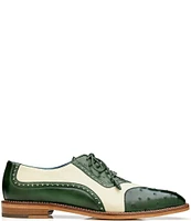 Belvedere Men's Seston Ostrich Quill Leather Colorblock Wingtip Oxfords