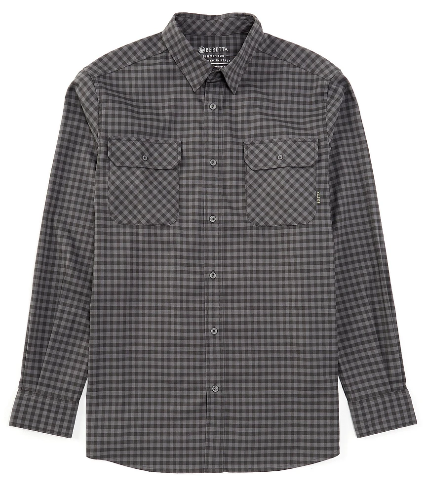 Beretta Stretch Cadet Gingham Flannel Long Sleeve Woven Shirt