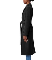 Bernardo Alpaca Wool Notch Lapel Collar Button-Tab Cuffs Sleeves Tie Waist Belt Double Breasted Coat