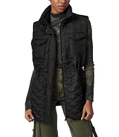 Bernardo Anorak Rib Knit Stand Collar Bungee Cord Waist Quilted Vest