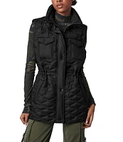 Bernardo Anorak Rib Knit Stand Collar Bungee Cord Waist Quilted Vest