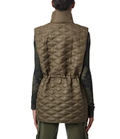 Bernardo Anorak Rib Knit Stand Collar Bungee Cord Waist Quilted Vest