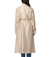Bernardo Ladies Satin Shimmer Texture Belted Double Breasted Trench