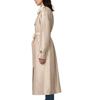 Bernardo Ladies Satin Shimmer Texture Belted Double Breasted Trench