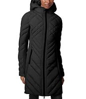 Bernardo Lattice Quilt Stand Collar Thumb Hole Cuff Sleeve Puffer Coat