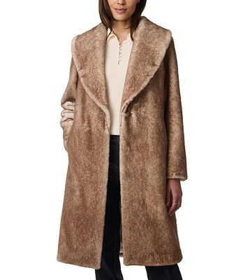 Bernardo Luxe Faux Fur Shawl Collar Long Sleeve Coat