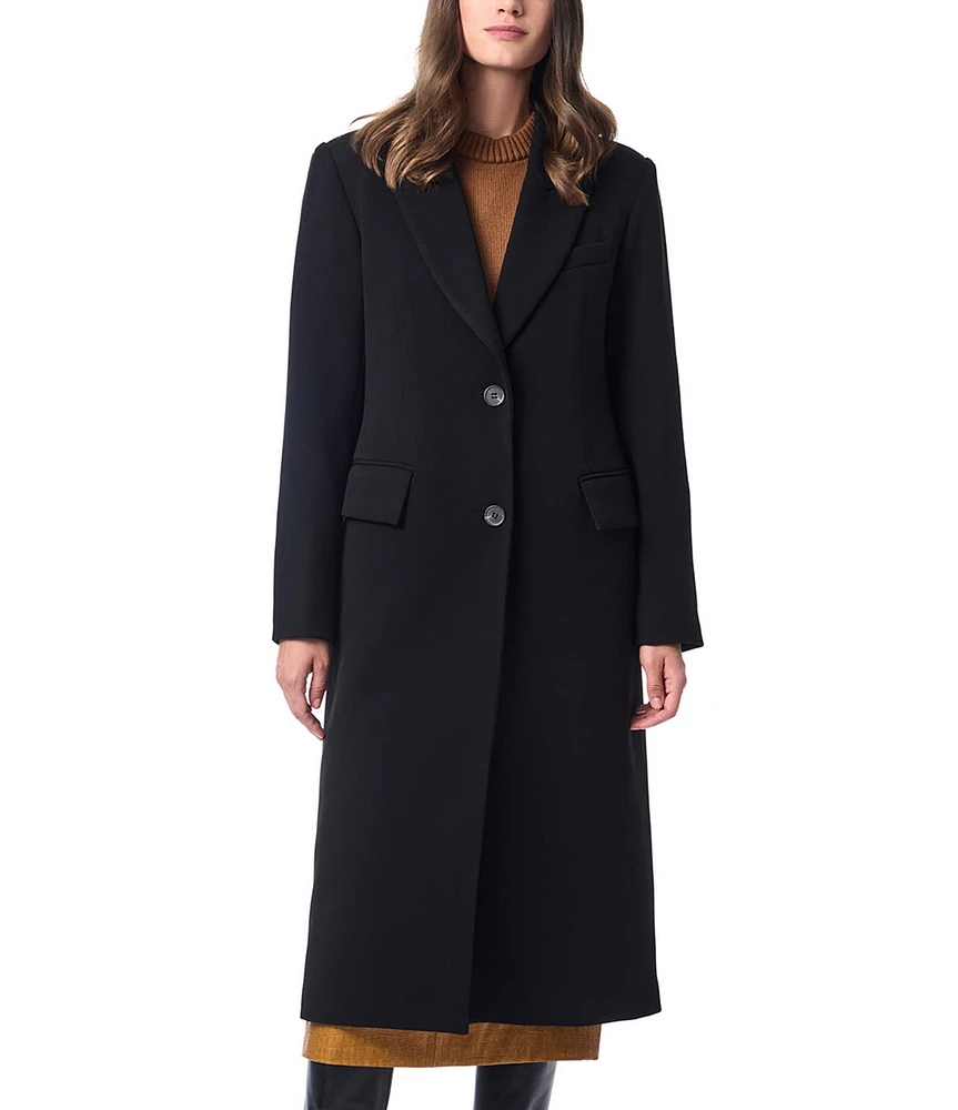 Bernardo Polished Notch Lapel Collar Long Sleeve Insulated Lining Button Front Coat