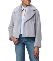 Bernardo Short Faux Fur Notch Lapel Collar Long Sleeve Jacket