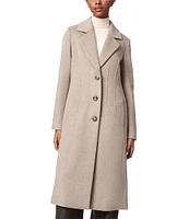 Bernardo Tailored Single Breasted Long Sleeve Wool Blend Peacoat