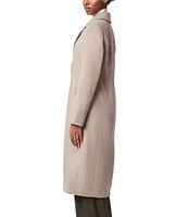 Bernardo Tailored Single Breasted Long Sleeve Wool Blend Peacoat