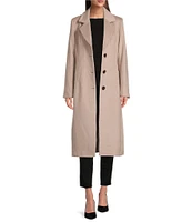 Bernardo Tailored Single Breasted Long Sleeve Wool Blend Peacoat