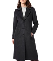 Bernardo Tailored Single Breasted Long Sleeve Wool Blend Peacoat