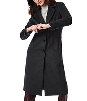 Bernardo Tailored Single Breasted Long Sleeve Wool Blend Peacoat